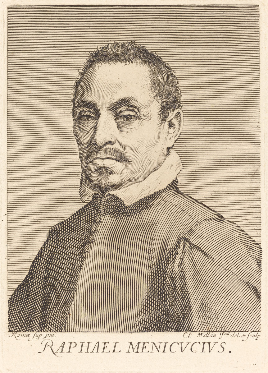 Raffaello Menicucci by Claude Mellan (French, 1598 - 1688), 16X12"(A3)Poster Print
