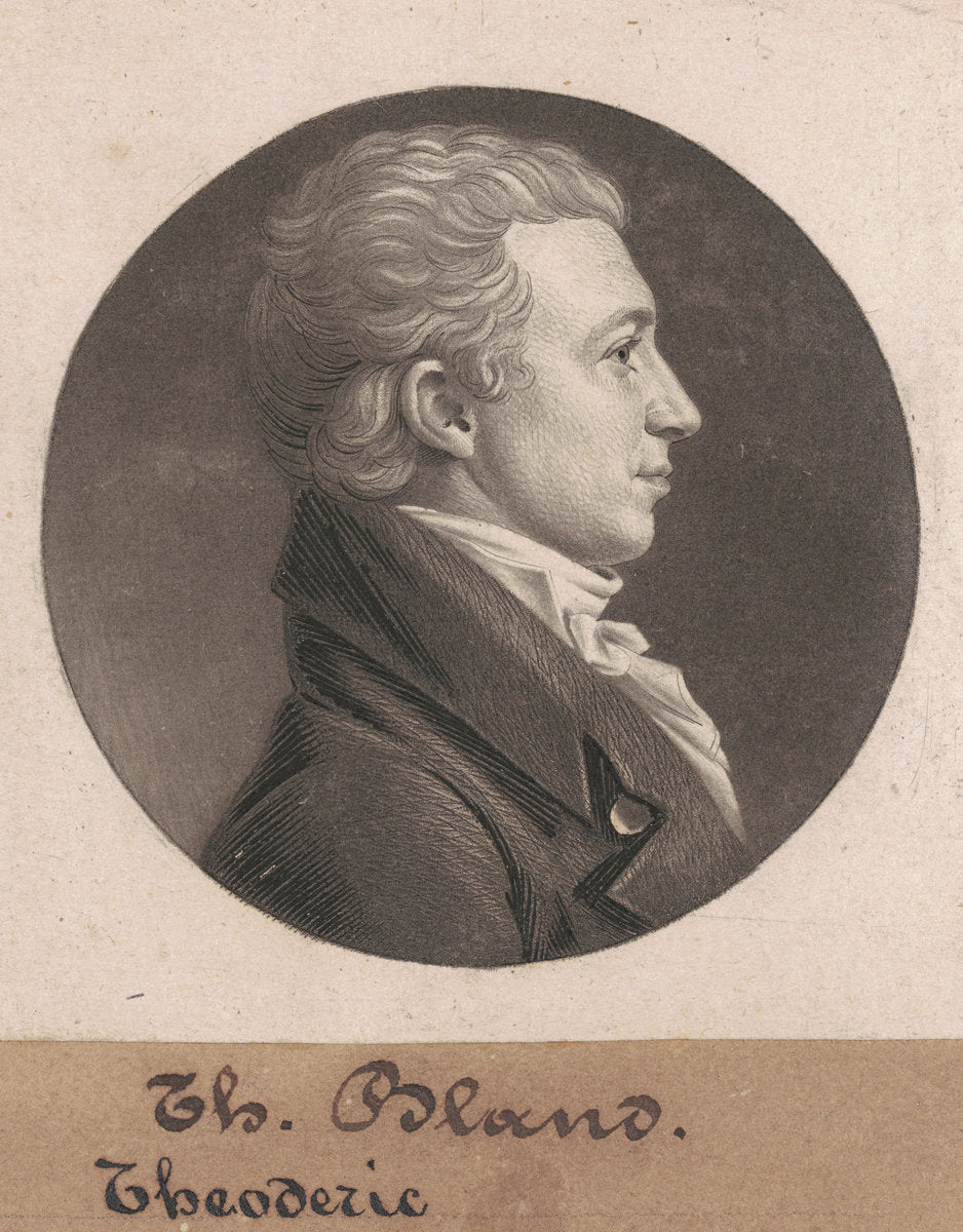 Theodorick Bland by Charles B. J. Févret de Saint-Mémin (French, 1770 - 1852), 16X12"(A3)Poster Print