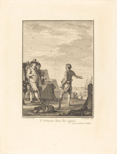 Discours sur l'égalité des conditions: Il retourne chez ses égaux by Nicolas Delaunay after Jean-Michel Moreau (French, 1739 - 1792), 16X12"(A3)Poster Print