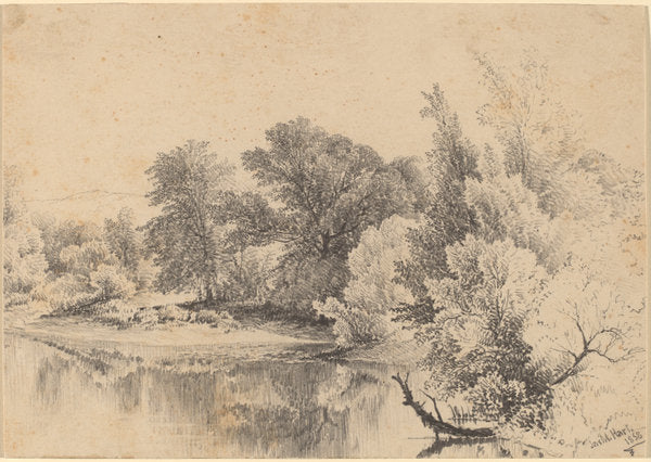 Pond Edge by James McDougal Hart (American, 1828 - 1901), 16X12"(A3)Poster Print