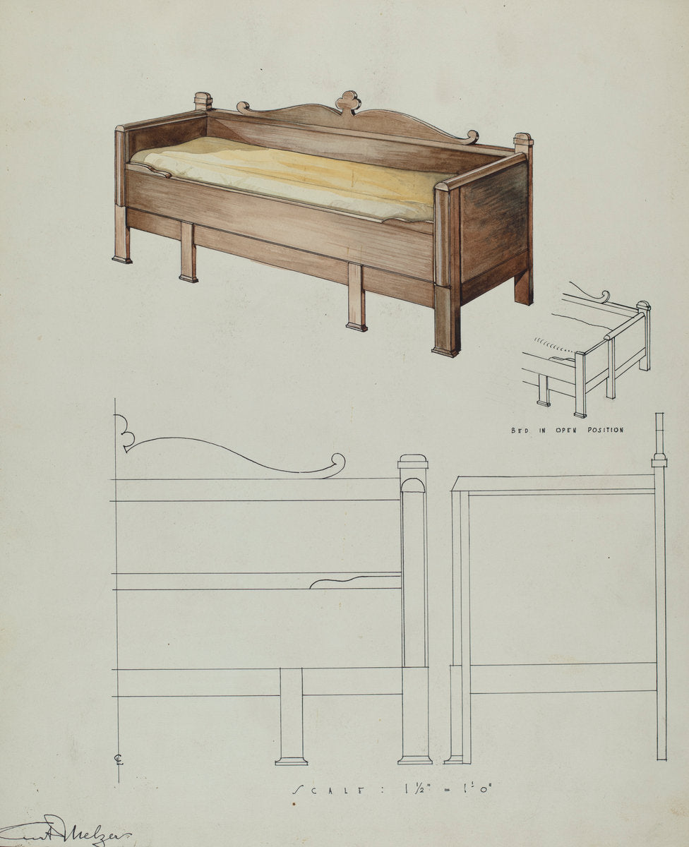 Settee and Folding Bed by Kurt Melzer (American, active c. 1935), 16X12"(A3)Poster Print