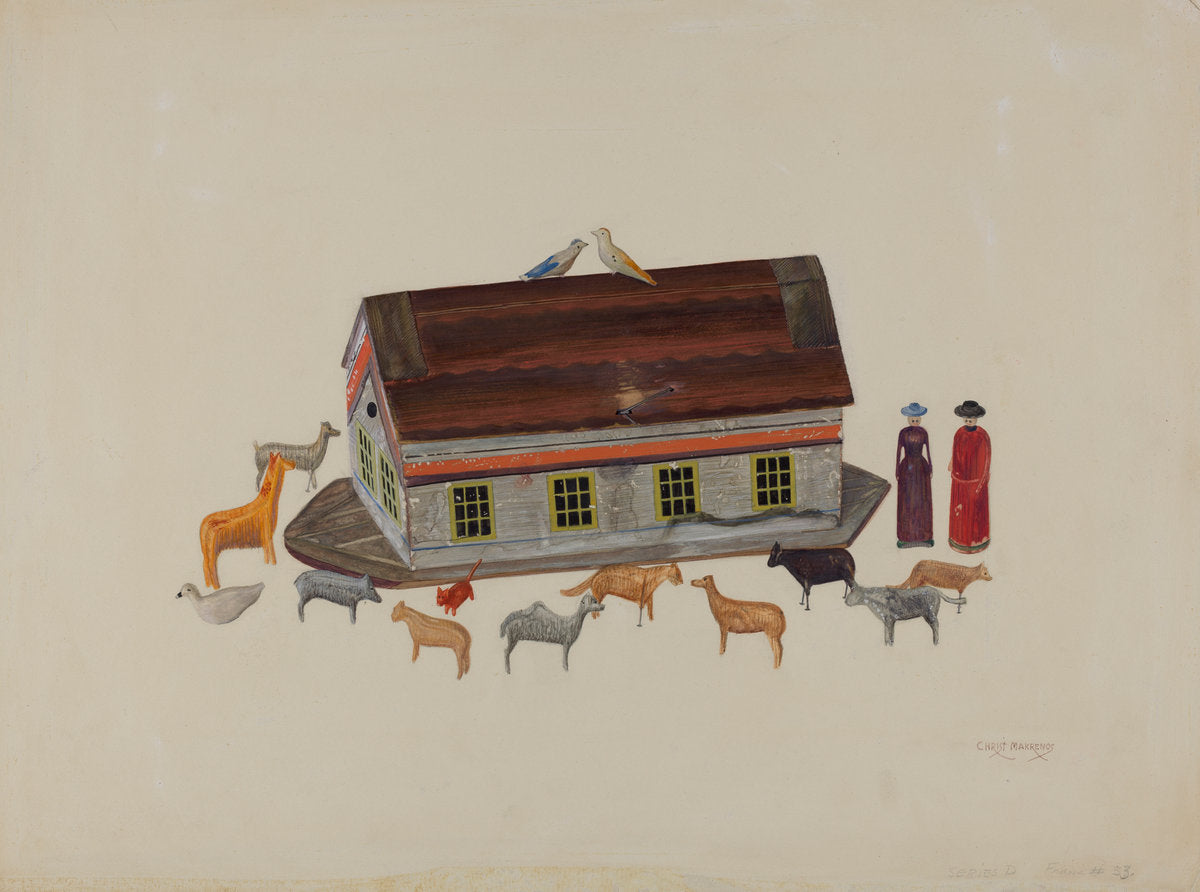 Toy Noah's Ark by Chris Makrenos (American, active c. 1935), 16X12"(A3)Poster Print