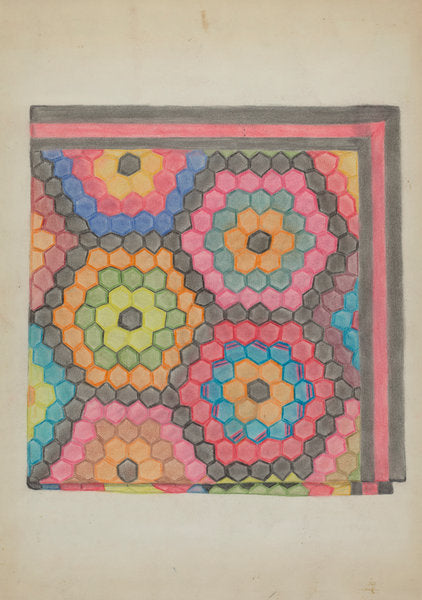 Quilt by Mabel Ritter (American, active c. 1935), 16X12"(A3)Poster Print