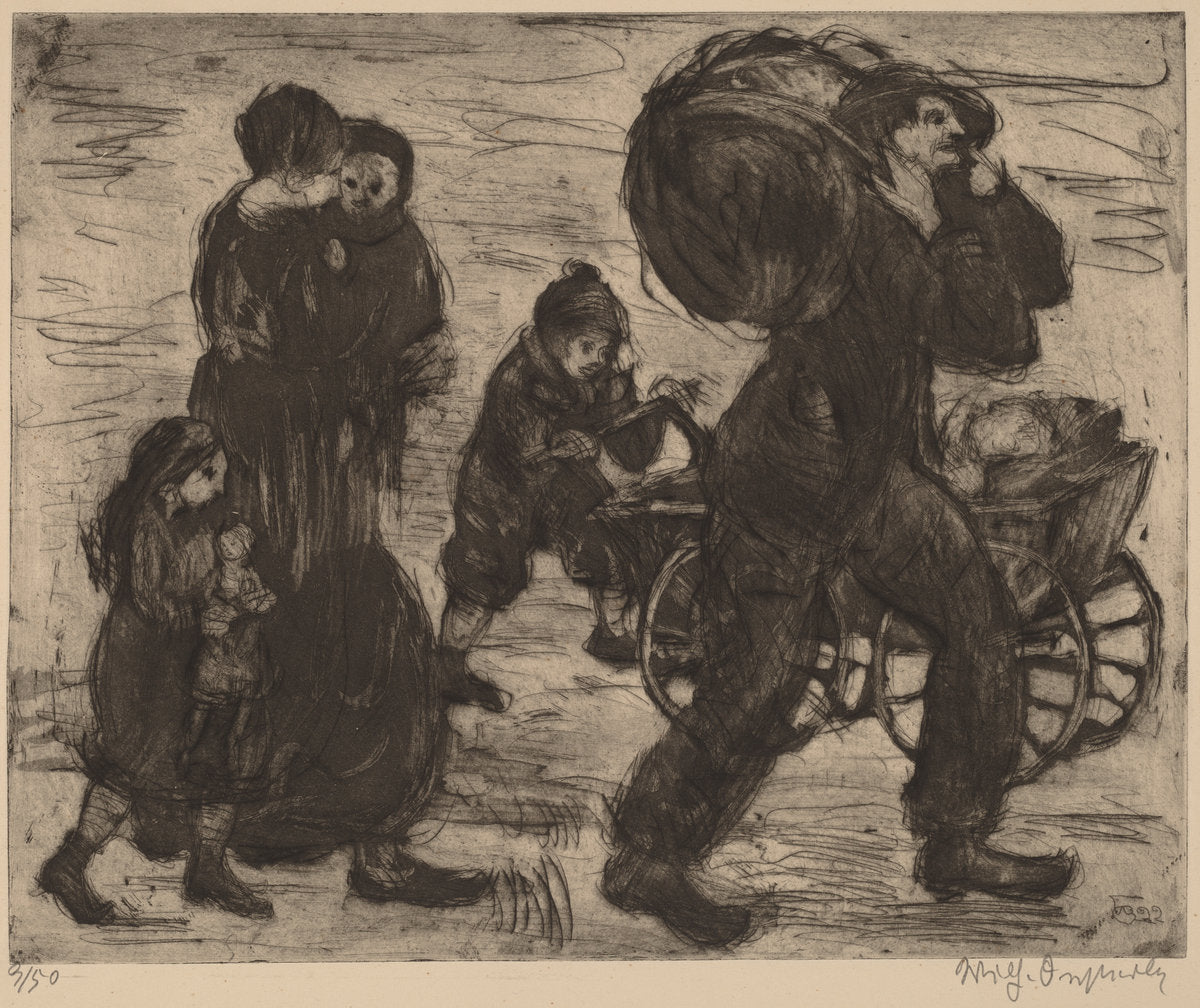Refugee Family by Wilhelm Oesterle (German, 1876 - 1928), 16X12"(A3)Poster Print