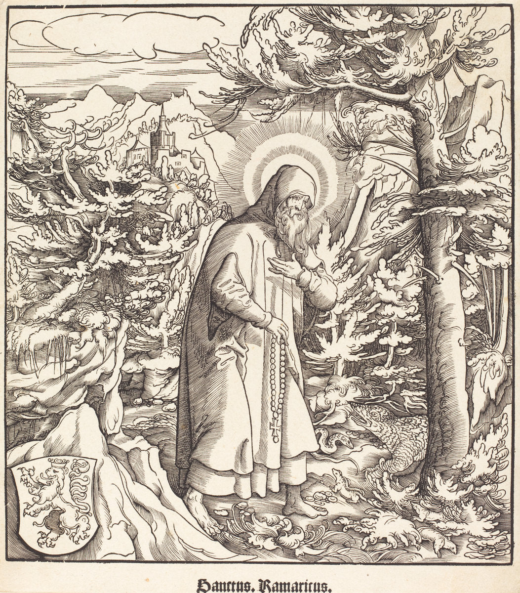 Saint Ramaricus by Leonhard Beck (German, c. 1480 - 1542), 16X12"(A3)Poster Print