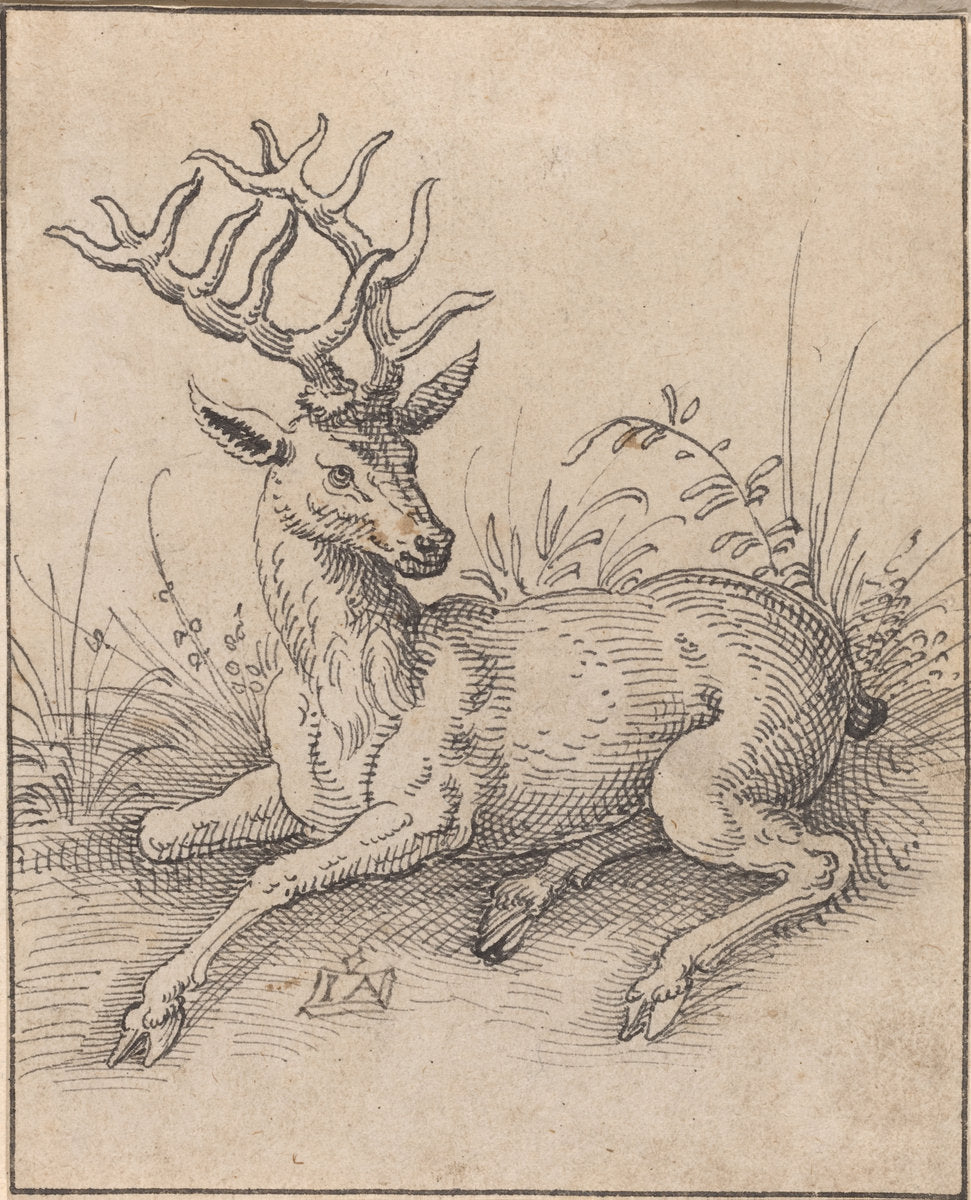 The Stag by Jost Amman (Swiss, 1539 - 1591), 16X12"(A3)Poster Print