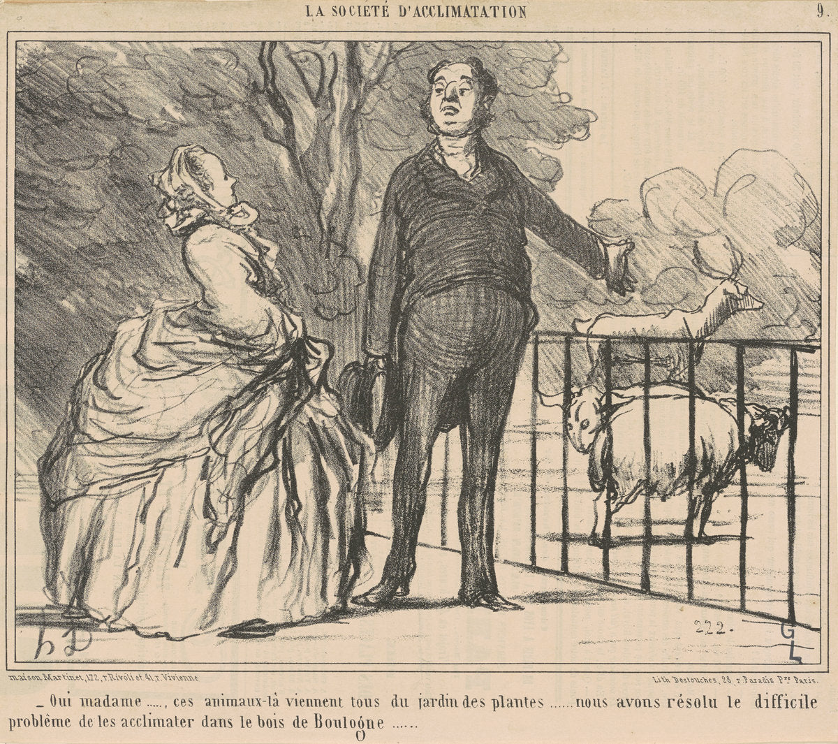 Oui madame ... ces animaux-la ... by Honoré Daumier (French, 1808 - 1879), 16X12"(A3)Poster Print