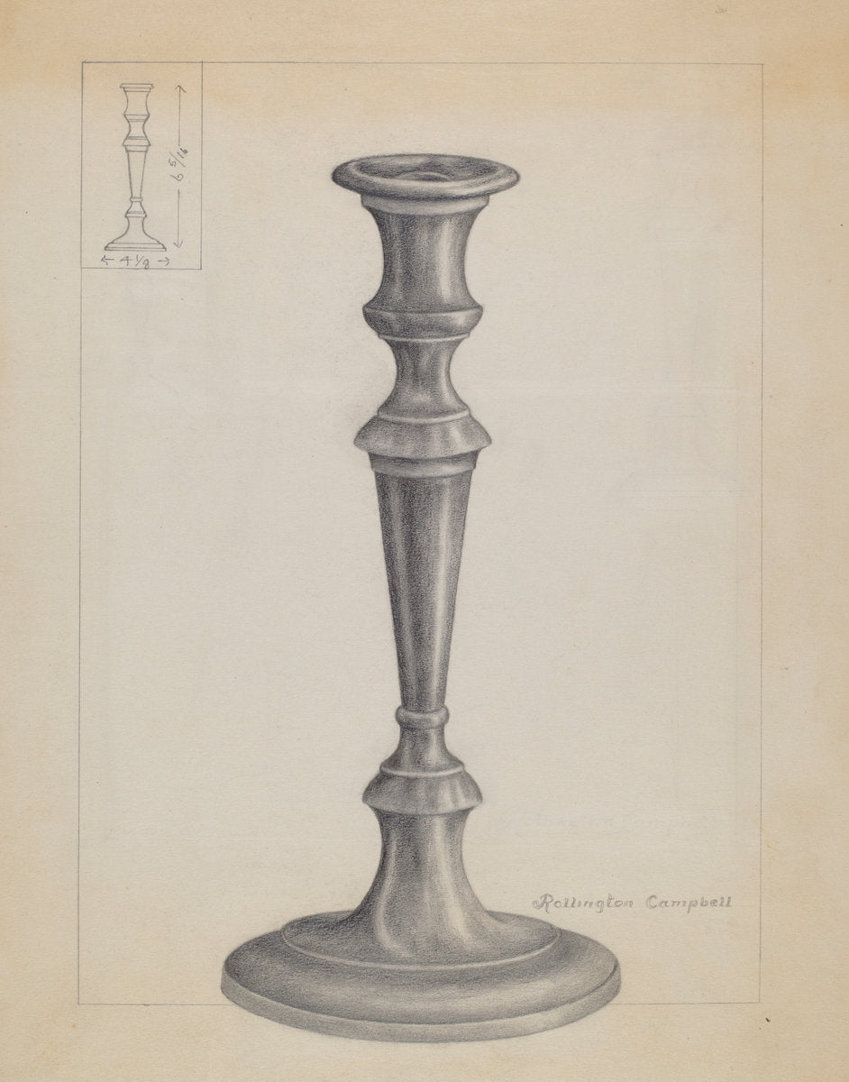 Candlestick by Rollington Campbell (American, active c. 1935), 16X12"(A3)Poster Print