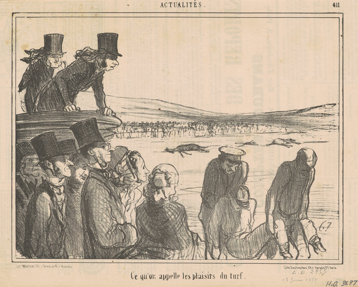 Ce qu'on appelle les plasirs du turf by Honoré Daumier (French, 1808 - 1879), 16X12"(A3)Poster Print