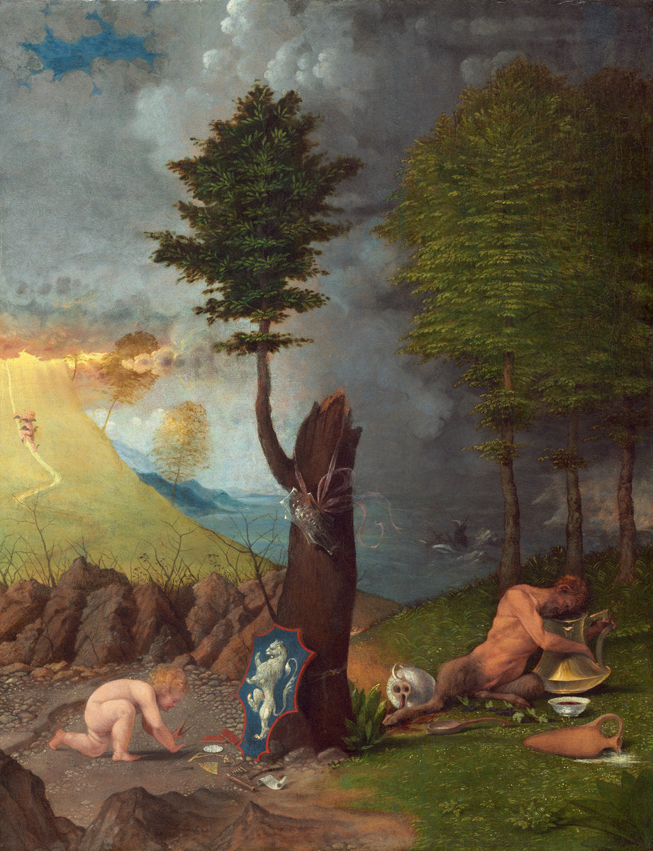 Allegory of Virtue and Vice by Lorenzo Lotto (Venetian, c. 1480 - 1556/1557), 16X12"(A3)Poster Print