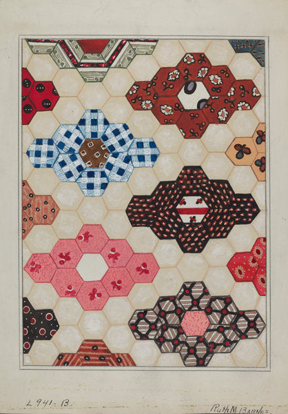 Quilt (1 Section) by Ruth M. Barnes (American, active c. 1935), 16X12"(A3)Poster Print