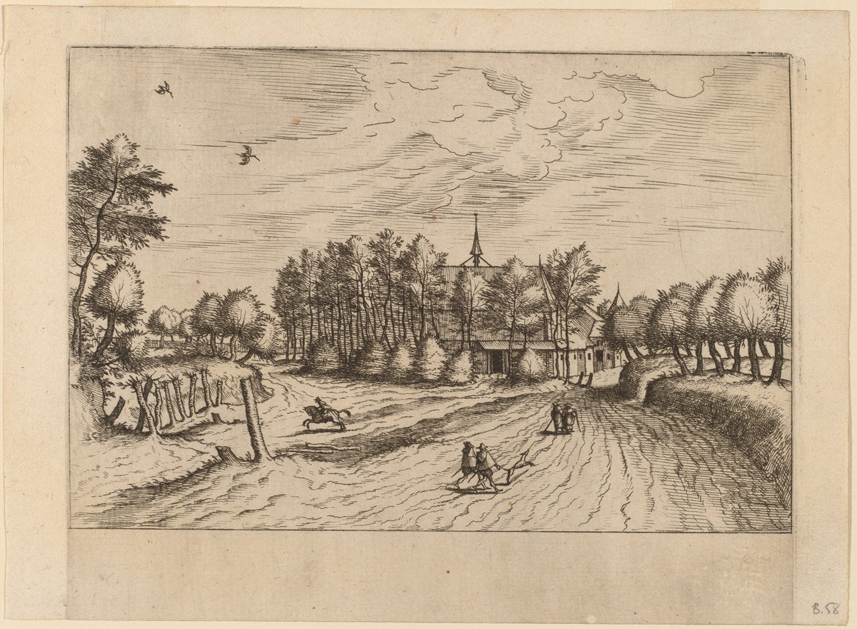 Farm by Johannes van Doetechum, the Elder and Lucas van Doetechum after Master of the Small Landscapes (Dutch, active 1554/1572; died before 1589), 16X12"(A3)Poster Print