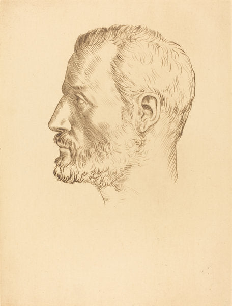 Head of a Man (Tete d'homme) by Alphonse Legros (French, 1837 - 1911), 16X12"(A3)Poster Print