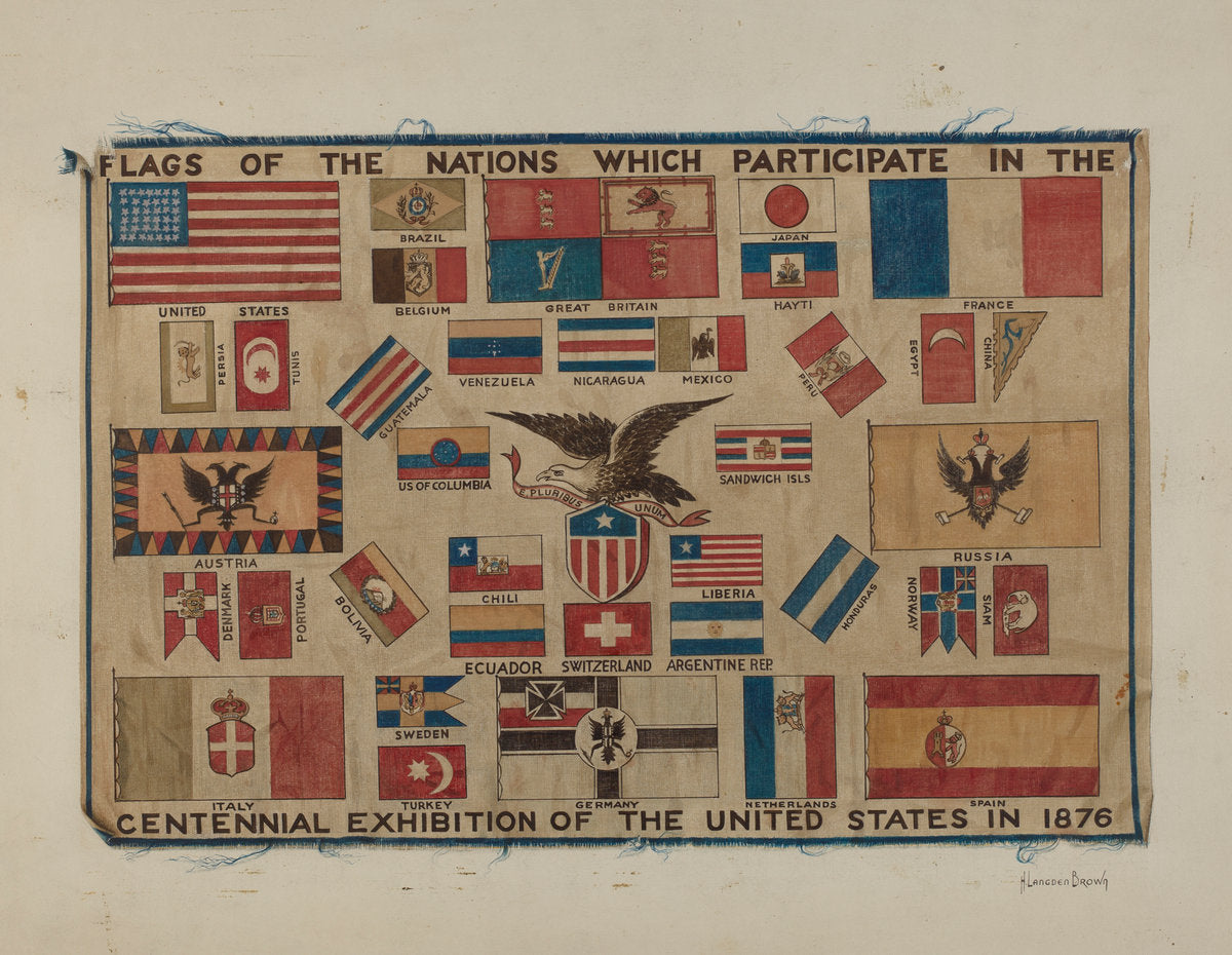 Centennial Textile - Flag by H. Langden Brown (American, active c. 1935), 16X12"(A3)Poster Print