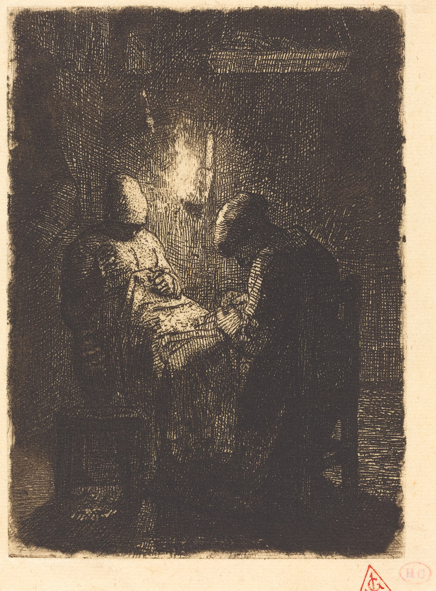 Evening (La viellee) by Jean-François Millet (French, 1814 - 1875), 16X12"(A3)Poster Print