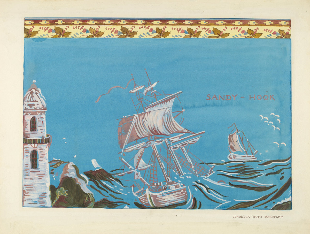 Bandbox Design by Isabella Ruth Doerfler (American, active c. 1935), 16X12"(A3)Poster Print