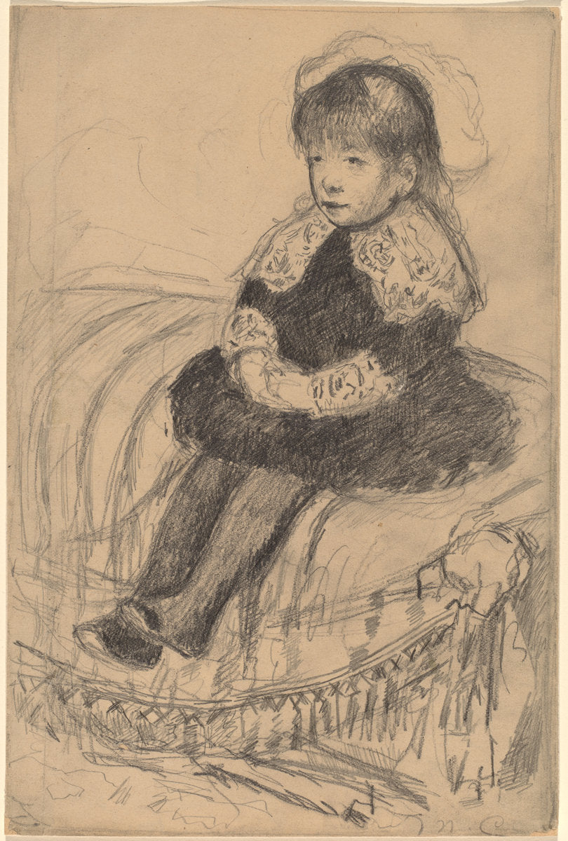 Child Seated on a Sofa by Mary Cassatt (American, 1844 - 1926), 16X12"(A3)Poster Print