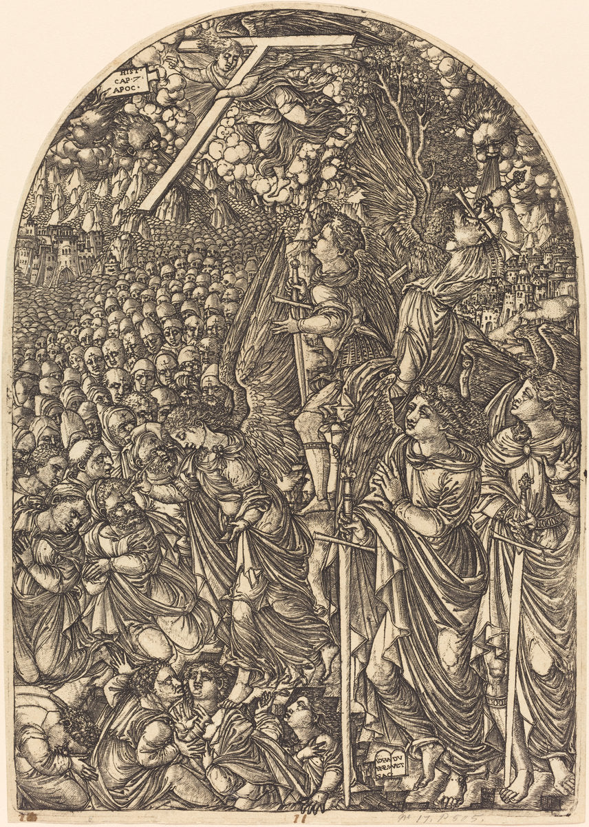 Four Angels Holding Back the Winds by Jean Duvet (French, 1485 - c. 1570), 16X12"(A3)Poster Print