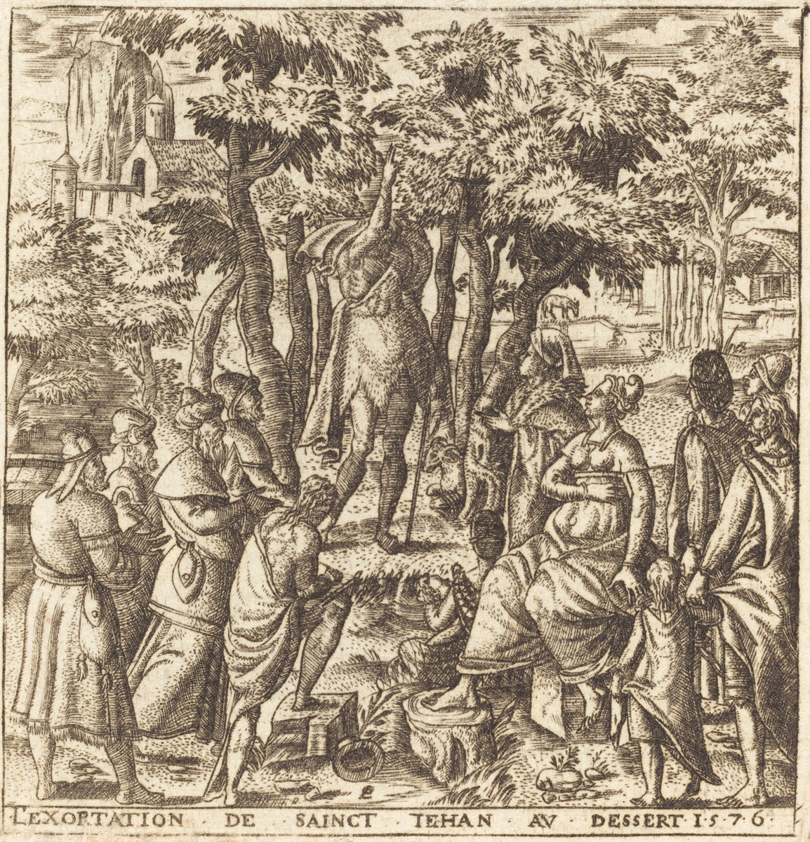 The Preaching of John the Baptist in the Wilderness by Léonard Gaultier (French, 1561 - 1641), 16X12"(A3)Poster Print