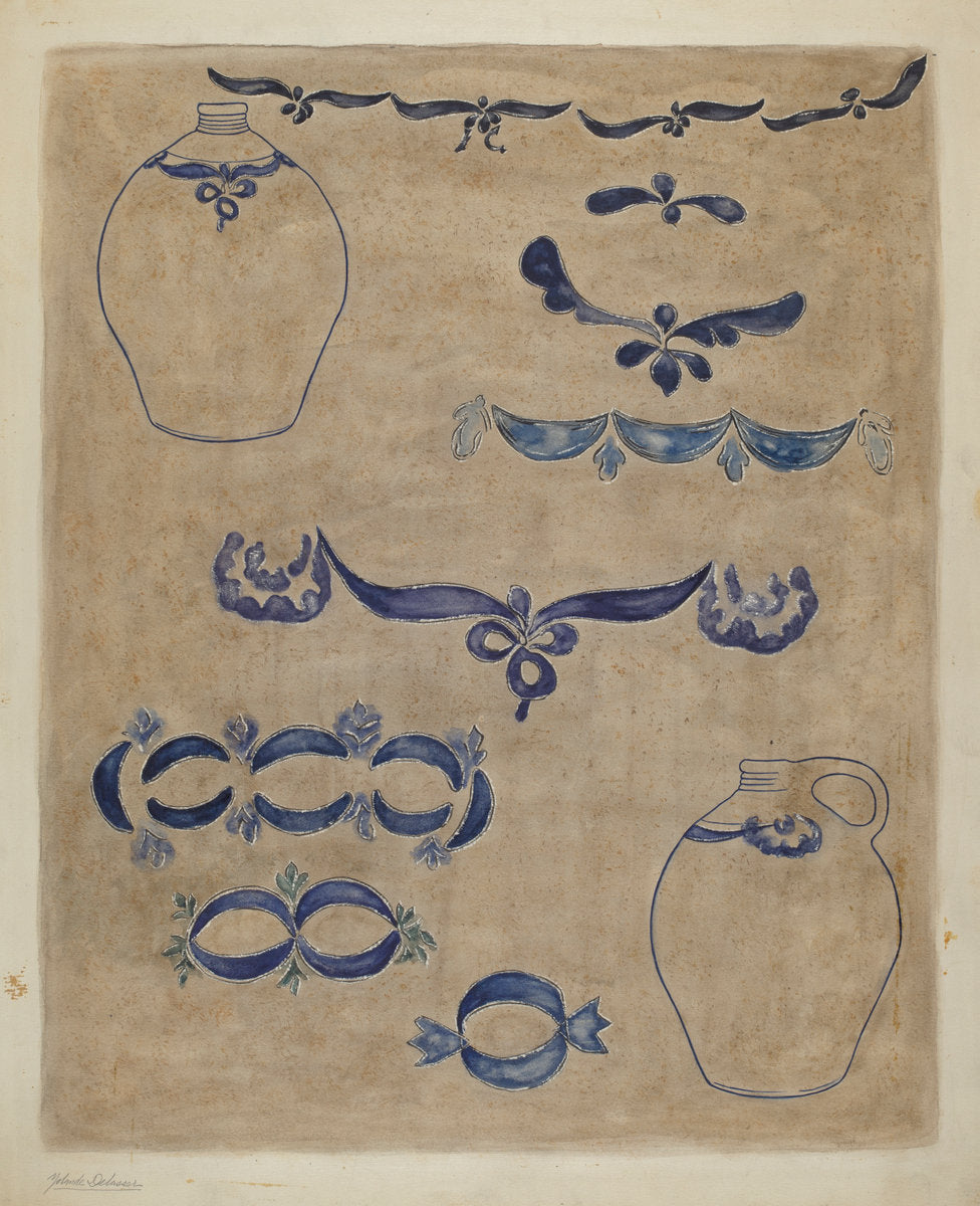 Jug and Decoration by Yolande Delasser (American, active c. 1935), 16X12"(A3)Poster Print