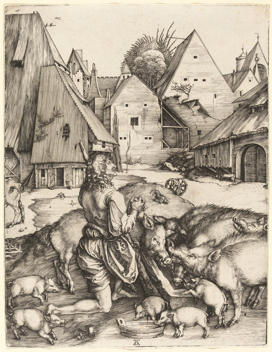 The Prodigal Son by Albrecht Dürer (German, 1471 - 1528), 16X12"(A3)Poster Print