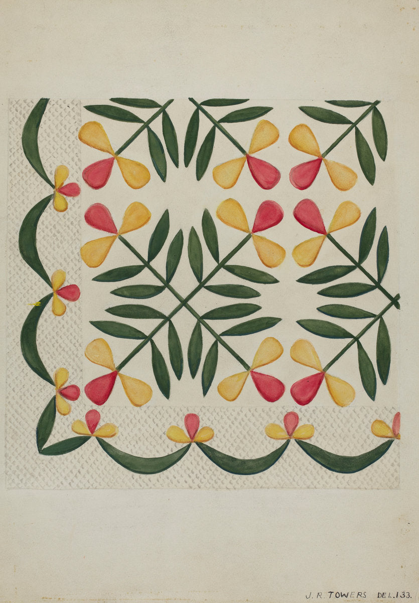 Applique Coverlet by John R. Towers (American, active c. 1935), 16X12"(A3)Poster Print
