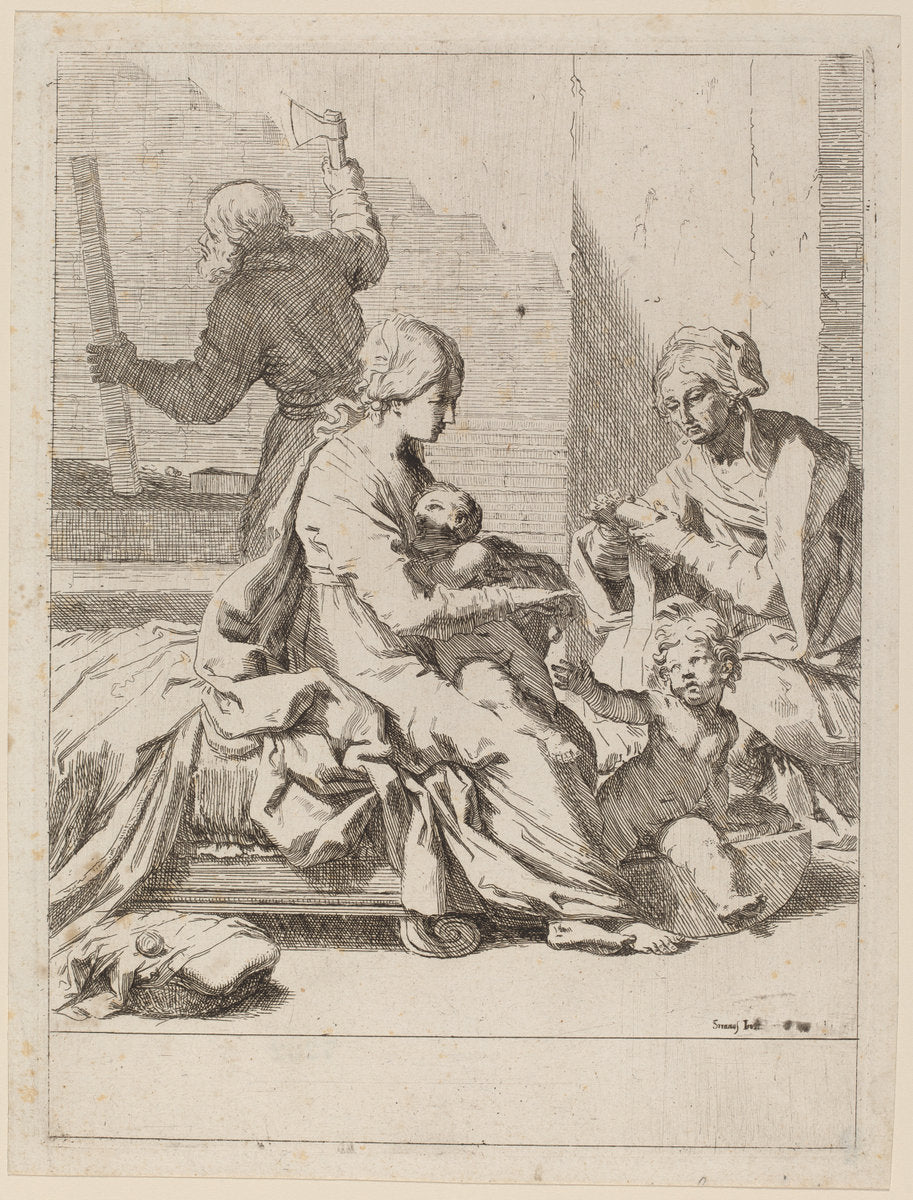 The Holy Family with Saint Elizabeth and Saint John the Baptist by Elisabetta Sirani (Italian, 1638 - 1665), 16X12"(A3)Poster Print
