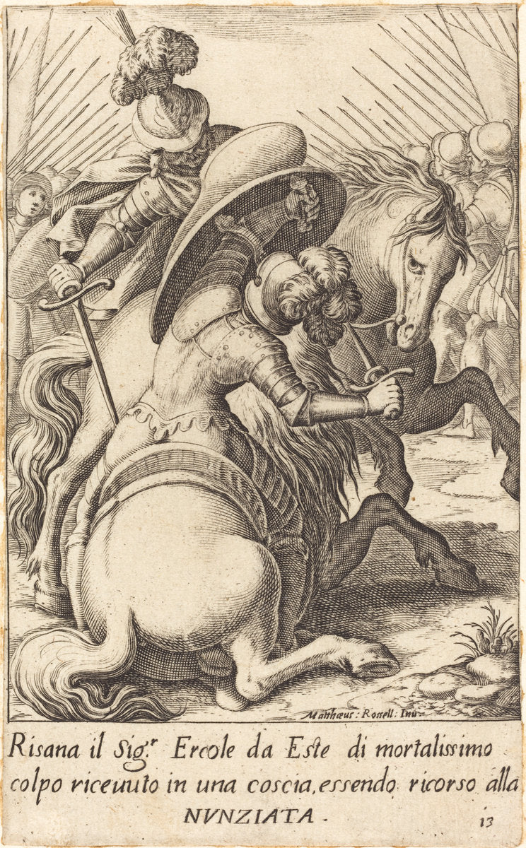 Hercule d'Este by Jacques Callot after Matteo Rosselli (French, 1592 - 1635), 16X12"(A3)Poster Print