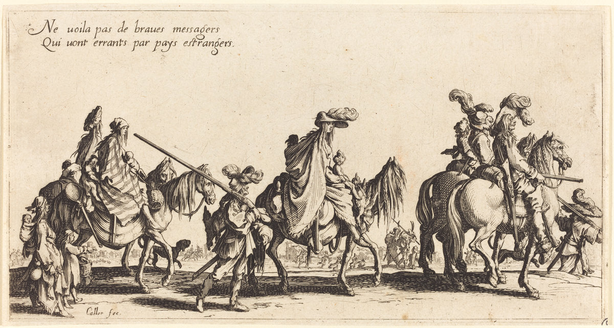The Bohemians Marching: The Vanguard by Jacques Callot (French, 1592 - 1635), 16X12"(A3)Poster Print