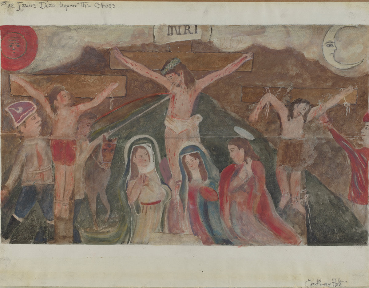 Station of the Cross No. 12: "Jesus Dies Upon the Cross" by Geoffrey Holt (American, active c. 1935), 16X12"(A3)Poster Print