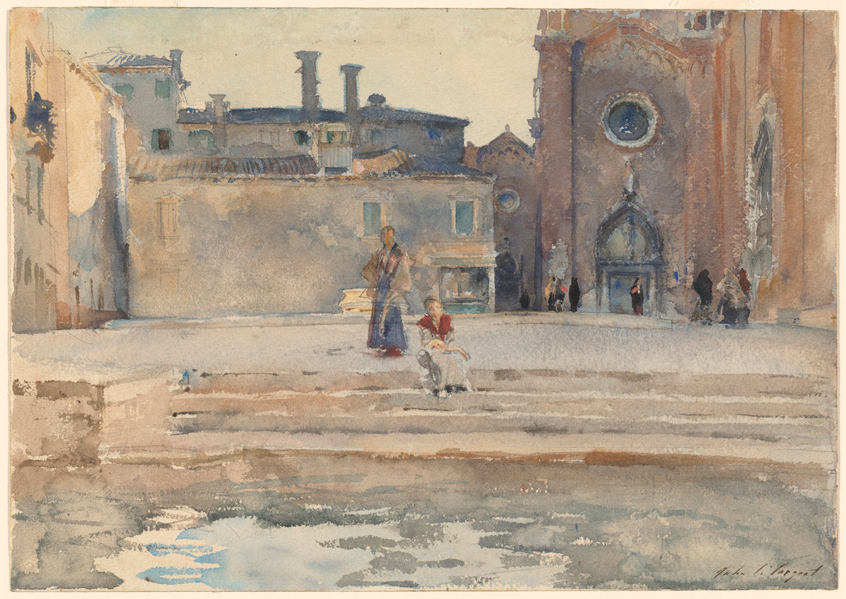 Campo dei Frari, Venice by John Singer Sargent (American, 1856 - 1925), 16X12"(A3)Poster Print