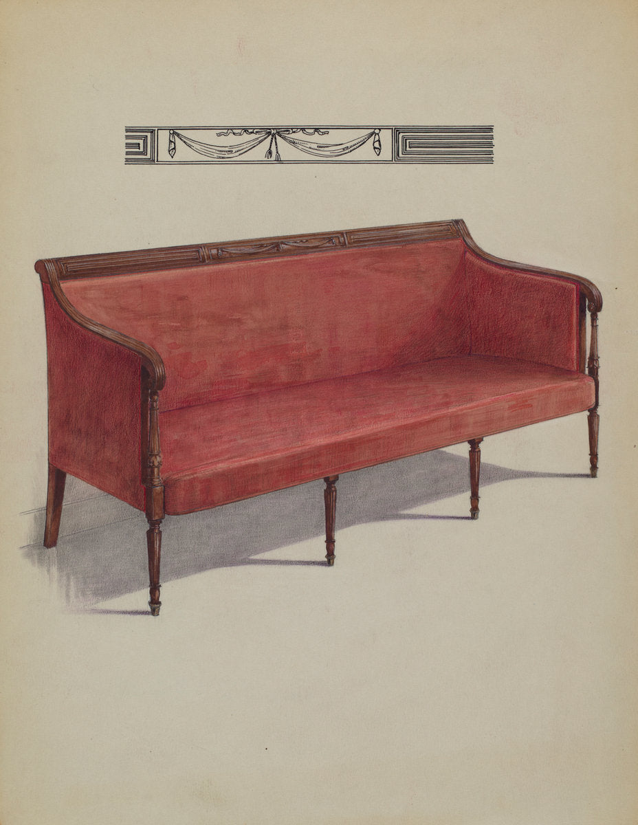 Sofa (Sheraton) by Simon Weiss (American, active c. 1935), 16X12"(A3)Poster Print