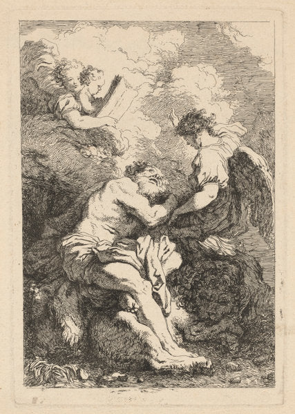 Saint Jerome by Jean-Honoré Fragonard after Johann Liss (French, 1732 - 1806), 16X12"(A3)Poster Print