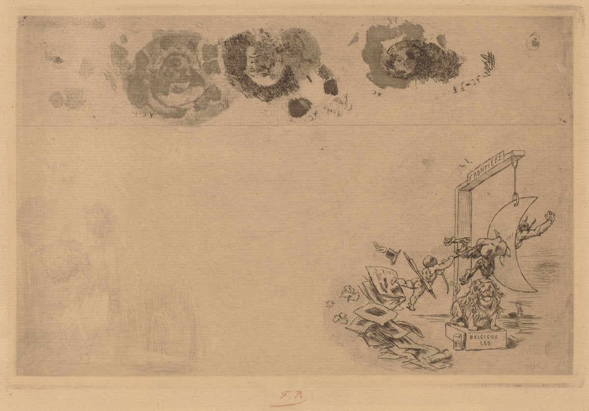 Belgian Border, Bill of Disorder (Frontiere de Belgique. Billet a Desordre) by Félicien Rops (Belgian, 1833 - 1898), 16X12"(A3)Poster Print