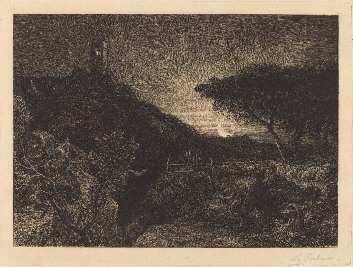 The Lonely Tower by Samuel Palmer (British, 1805 - 1881), 16X12"(A3)Poster Print