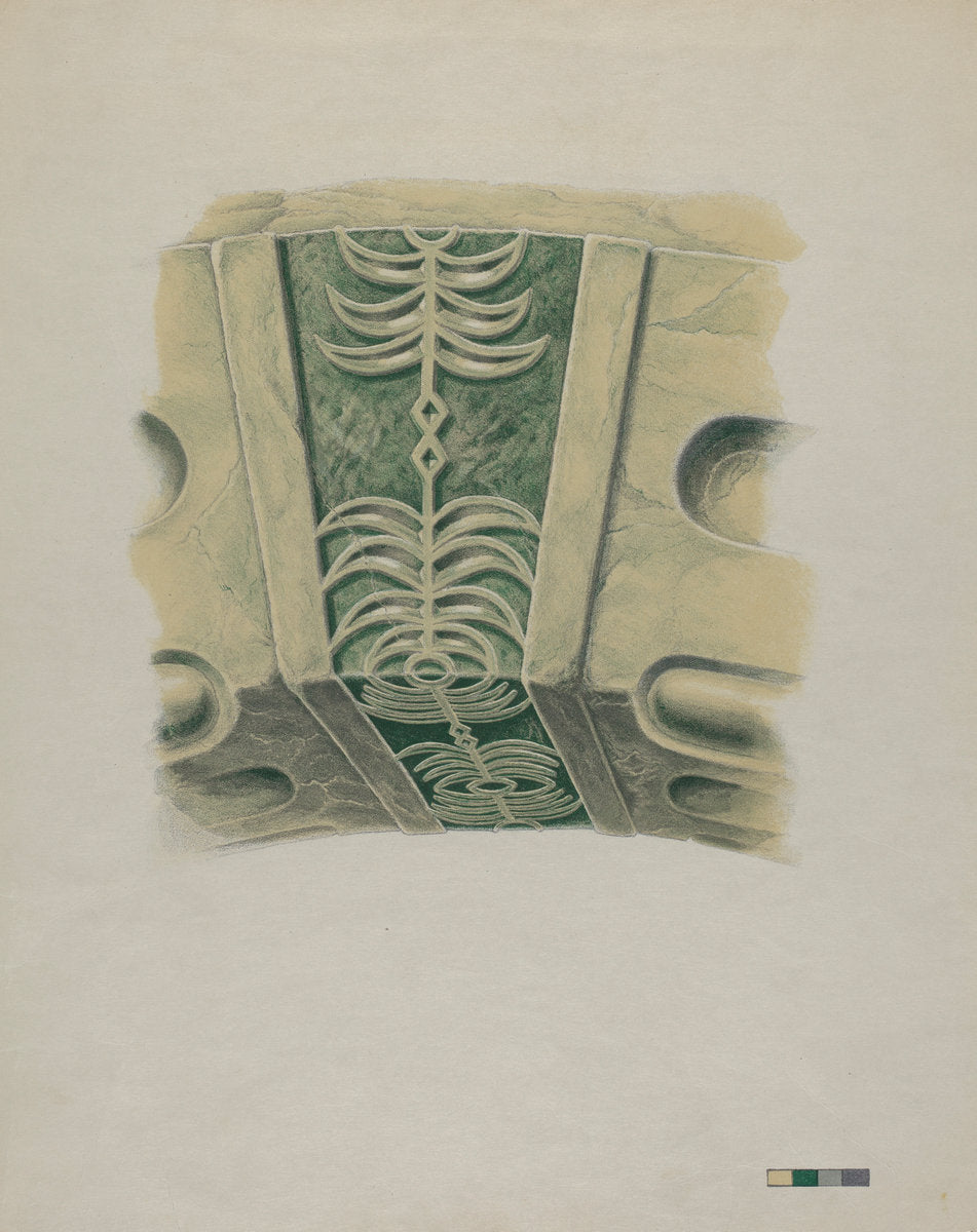 Keystone in Arch at San Juan Capistrano Mission by Randolph F. Miller (American, active c. 1935), 16X12"(A3)Poster Print