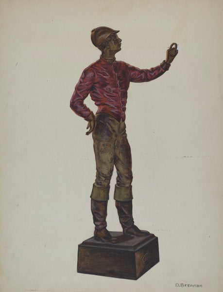 Cast Iron Dobbie: Jockey by Dorothy Brennan (American, active c. 1935), 16X12"(A3)Poster Print