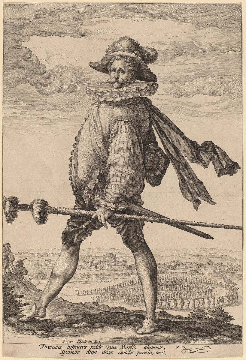 The Captain of the Infantry, Marching to the Left by Hendrik Goltzius (Dutch, 1558 - 1617), 16X12"(A3)Poster Print