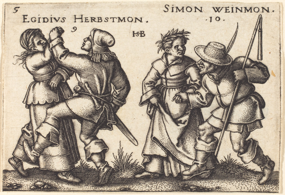 September and October by Sebald Beham (German, 1500 - 1550), 16X12"(A3)Poster Print