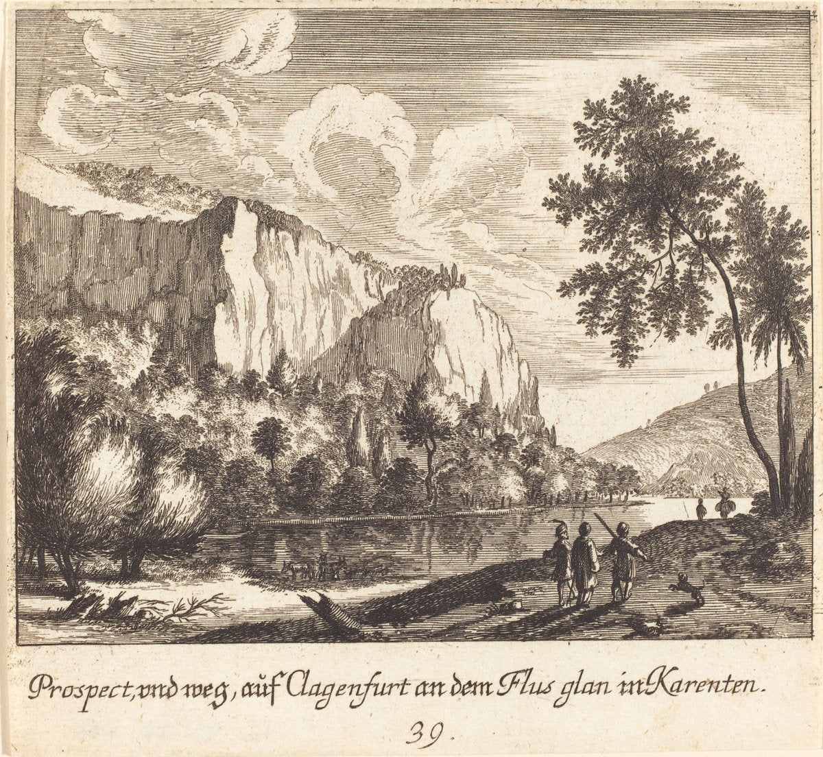 Mountain View, Clagenfurt by Melchior Küsel after Johann Wilhelm Baur (German, 1626 - 1683), 16X12"(A3)Poster Print