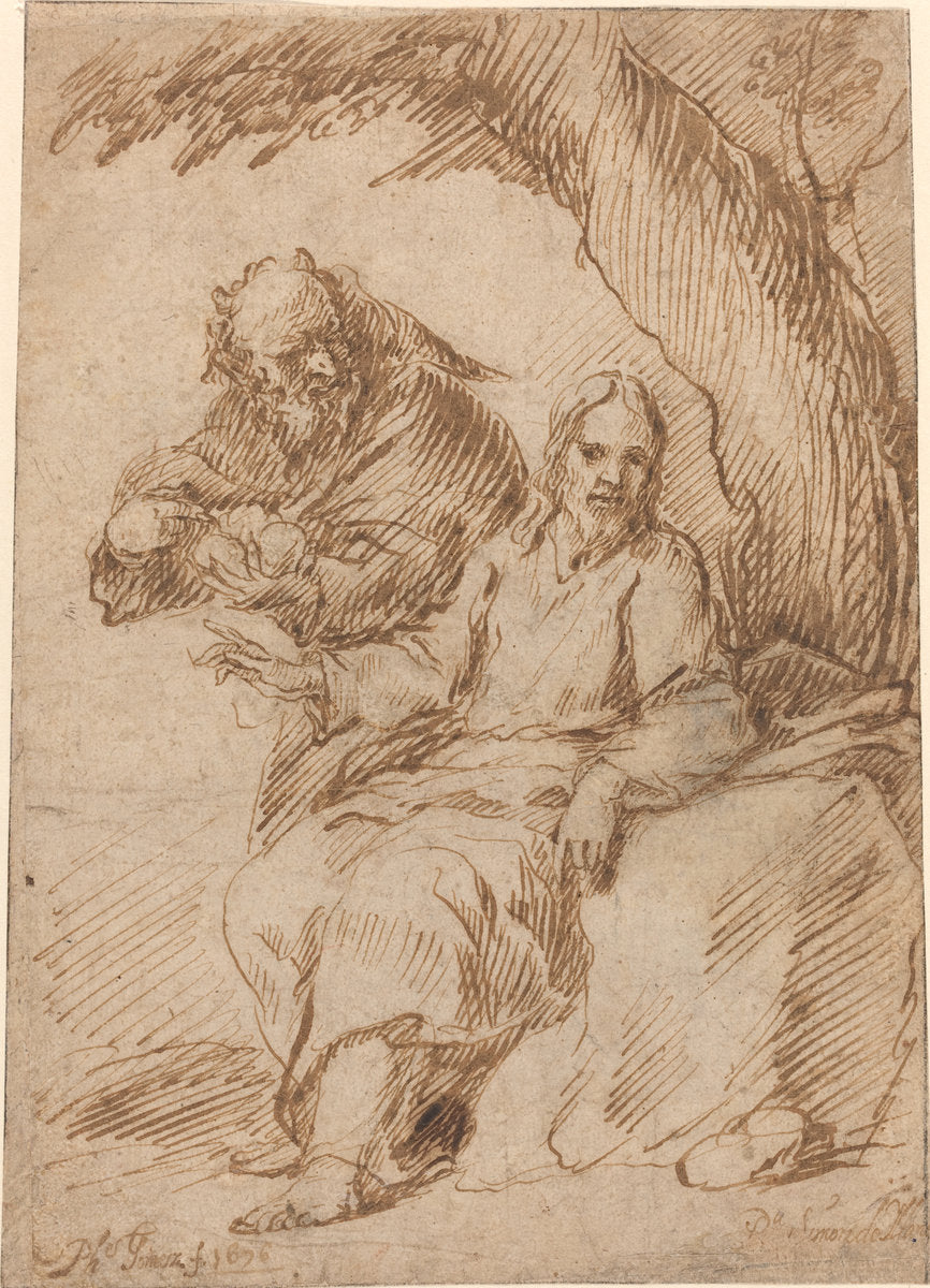 The Temptation of Christ in the Desert by Felipe Gomez de Valencia (Spanish, c. 1634 - 1694), 16X12"(A3)Poster Print