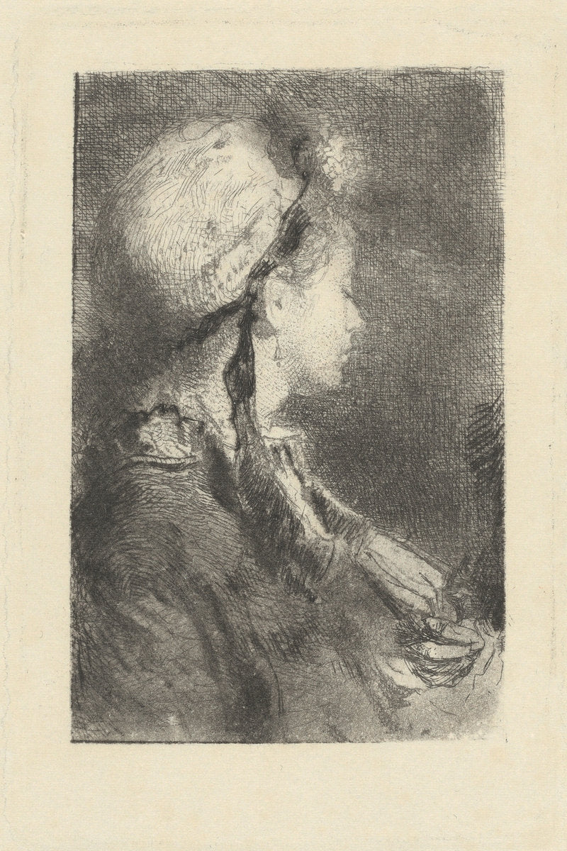 The Artist's Wife in Profile Facing Right by Mosè Bianchi (Italian, 1840 - 1904), 16X12"(A3)Poster Print