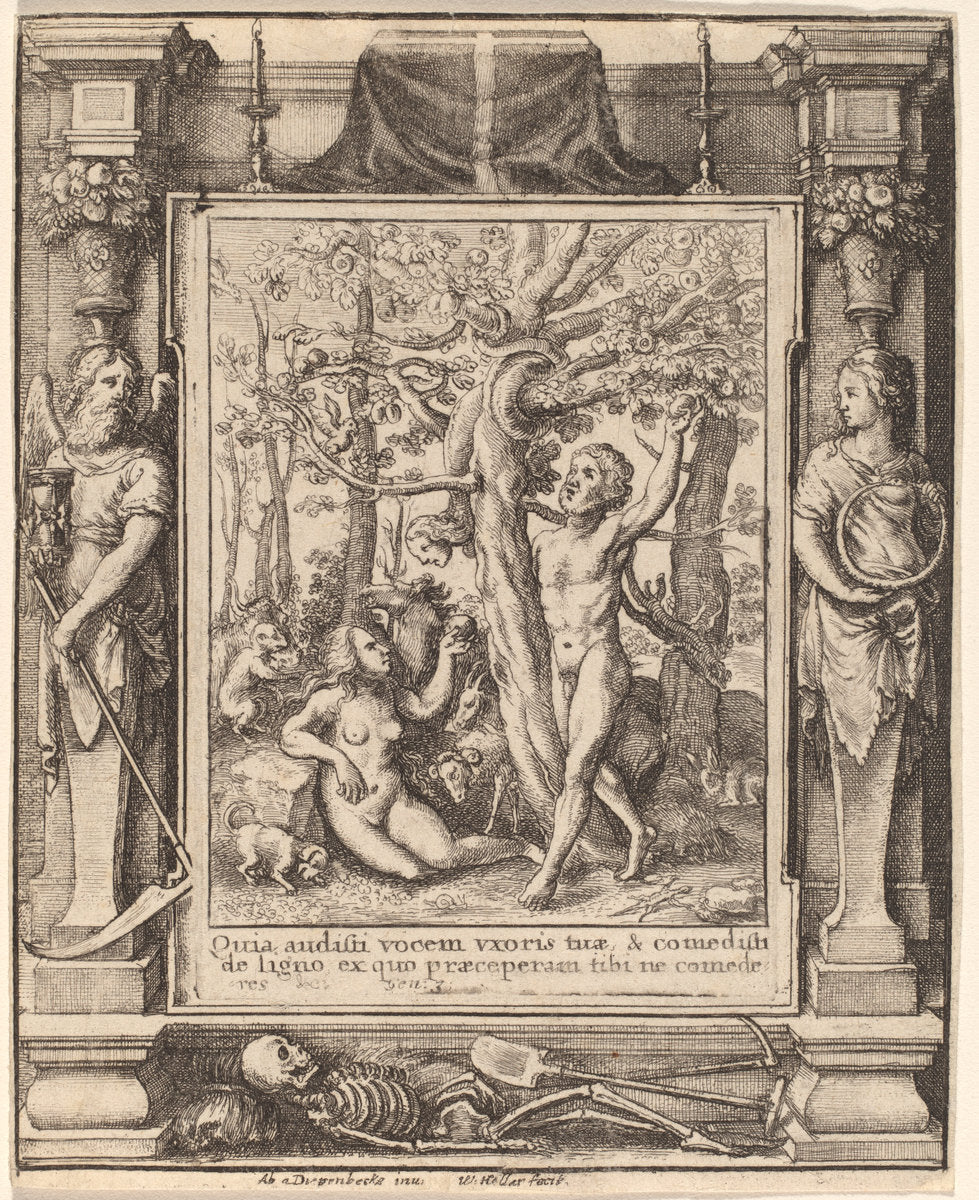 Garden of Eden by Wenceslaus Hollar after Hans Holbein the Younger after Abraham van Diepenbeeck (Bohemian, 1607 - 1677), 16X12"(A3)Poster Print