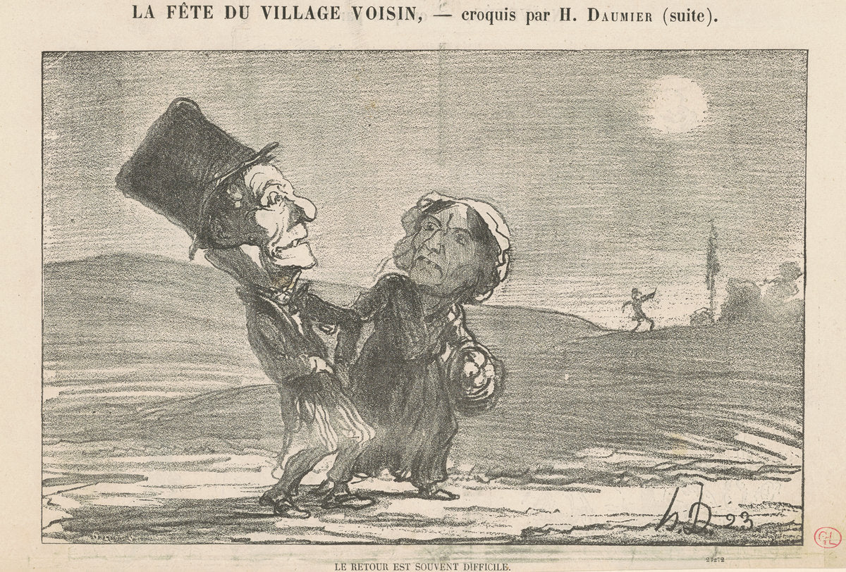 Le retour est souvent difficile by Honoré Daumier (French, 1808 - 1879), 16X12"(A3)Poster Print