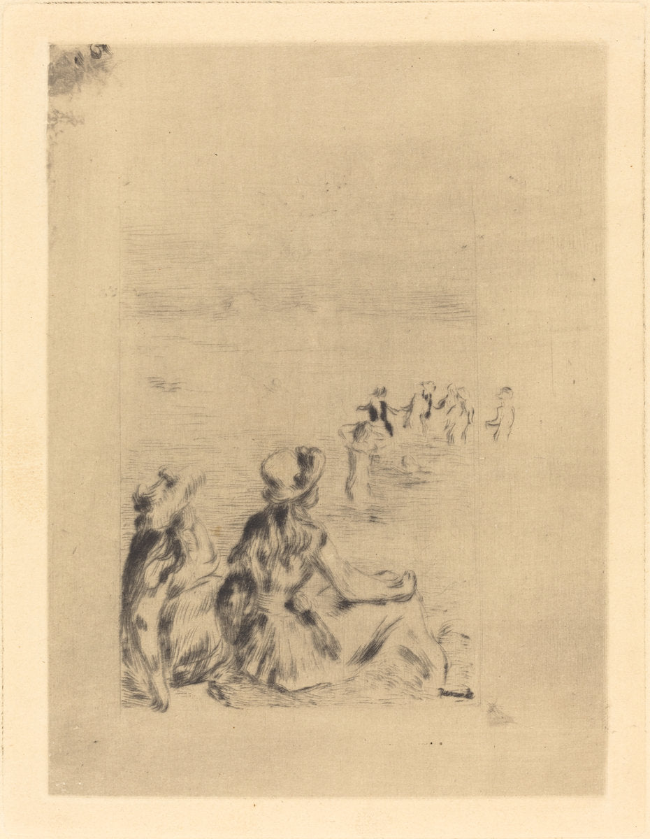 On the Beach - At Berneval (Sur la plage - a Berneval) by Auguste Renoir (French, 1841 - 1919), 16X12"(A3)Poster Print