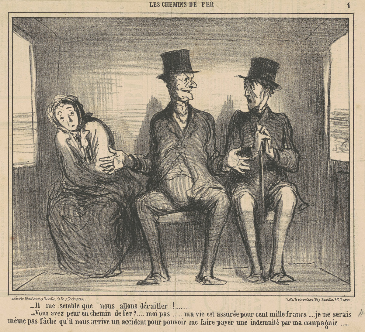 Il me semble que nous allons dèrailler ... by Honoré Daumier (French, 1808 - 1879), 16X12"(A3)Poster Print