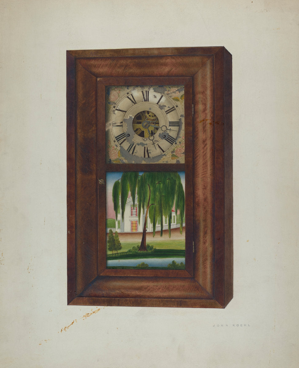 Painted Clock by John Koehl (American, active c. 1935), 16X12"(A3)Poster Print