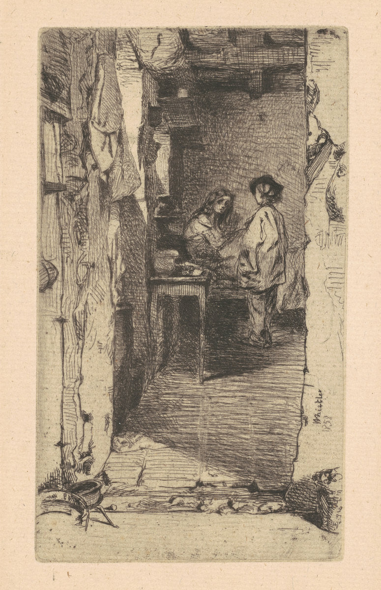 Rag Pickers, Quartier Mouffetard, Paris by James McNeill Whistler (American, 1834 - 1903), 16X12"(A3)Poster Print