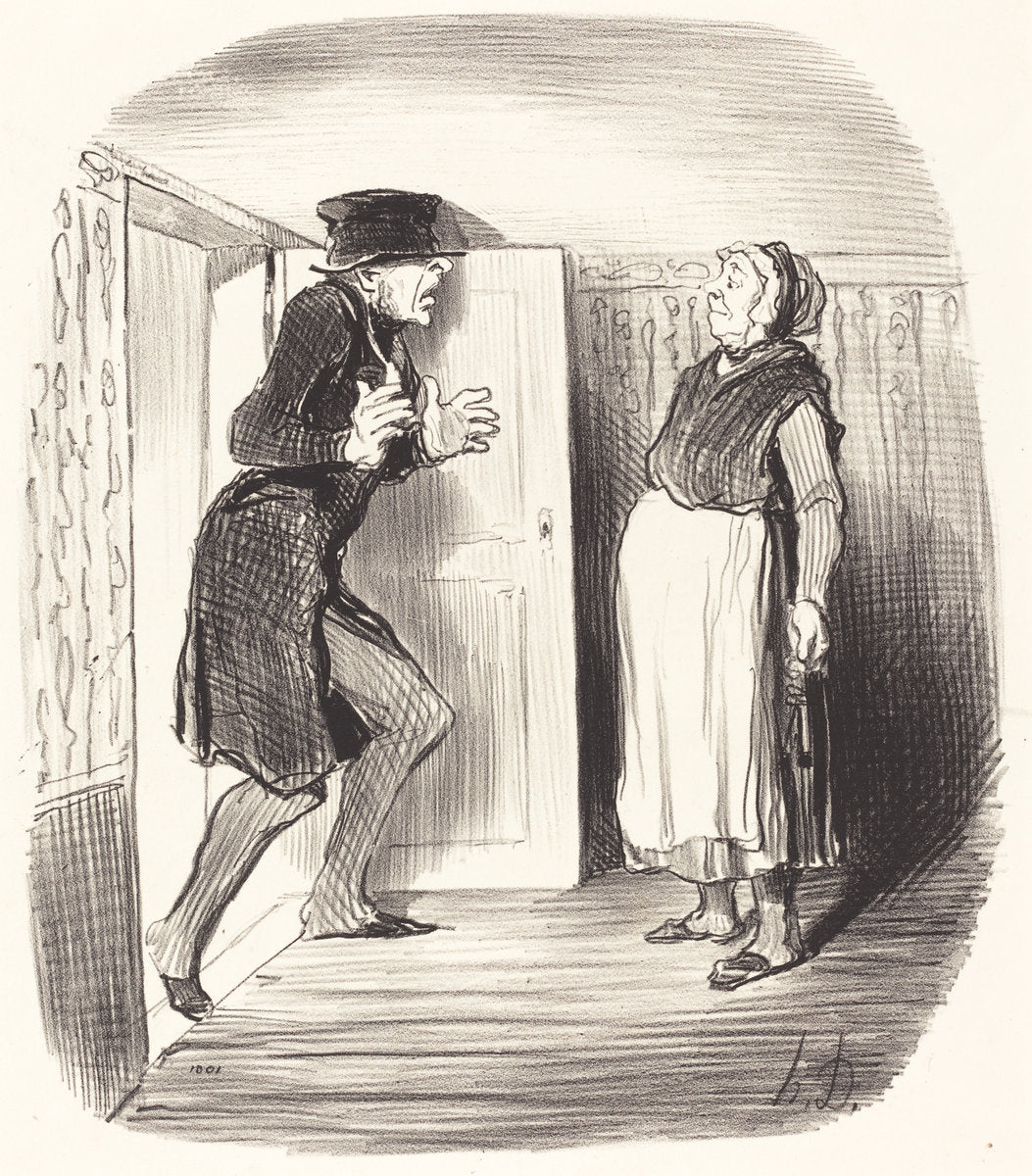 Inconvénient de visiter sans précaution un entresol... by Honoré Daumier (French, 1808 - 1879), 16X12"(A3)Poster Print