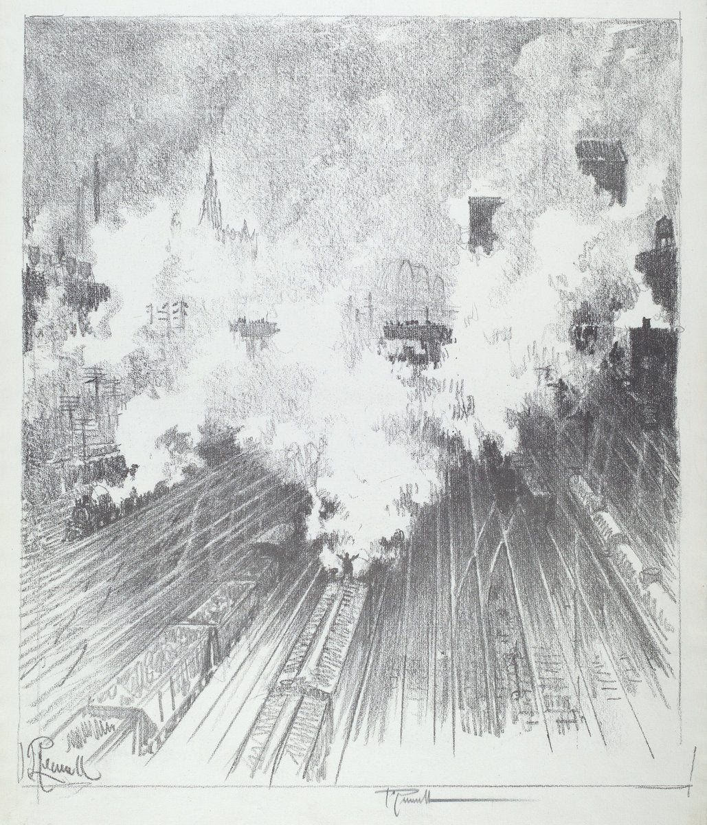 Train Yard, St. Louis by Joseph Pennell (American, 1857 - 1926), 16X12"(A3)Poster Print